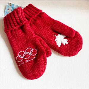 HBC Vancouver Olympics 2010 Red Embroidered Mittens Adult L/XL